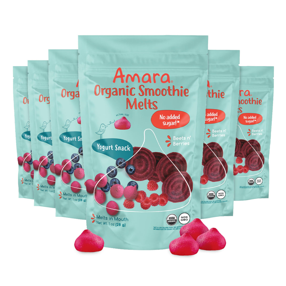 Amara Smoothie Melts - Best Sellers Variety Pack - Baby Snacks Made With Fruits and Vegetables - Healthy Toddler Snacks For Your Kids Lunch Box - Organic Plant Based Yogurt Melts - 6 Packs