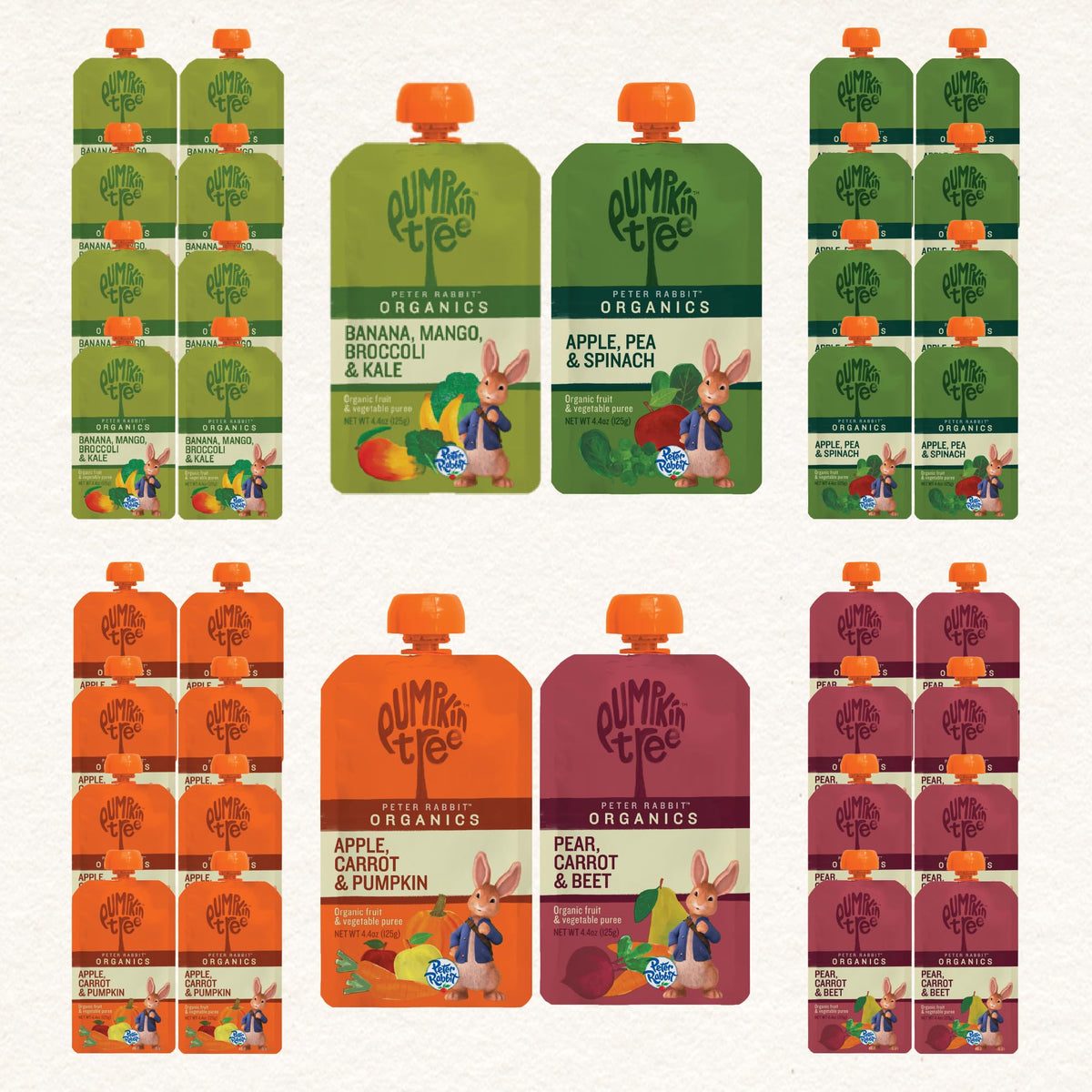 Pumpkin Tree Peter Rabbit Organics Strawberry and Banana Pure Fruit Snack, 4 Ounce (Pack of 10)
