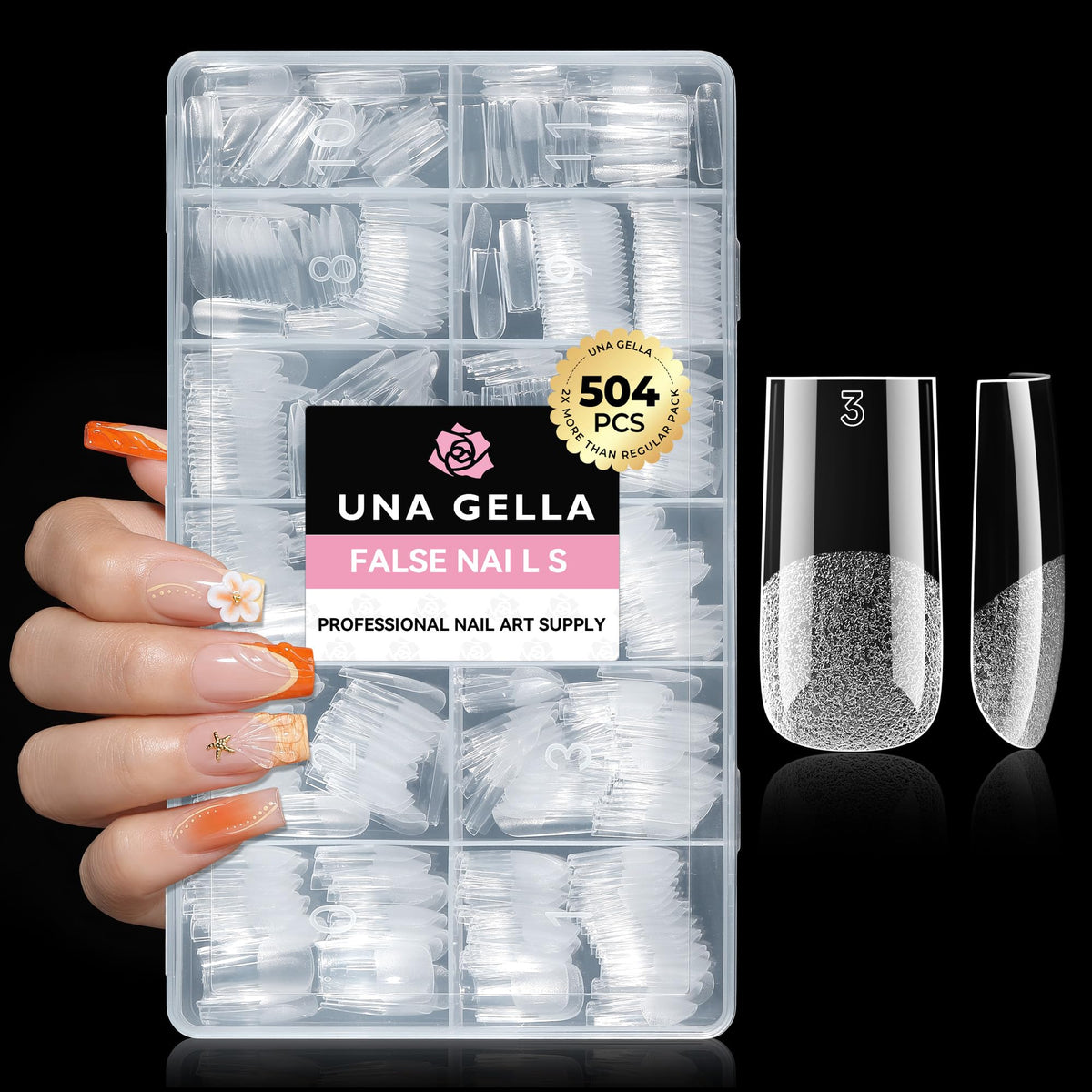 UNA GELLA Short Almond Nail Tips 504PCS Short Fake Nails Soft Press Ons