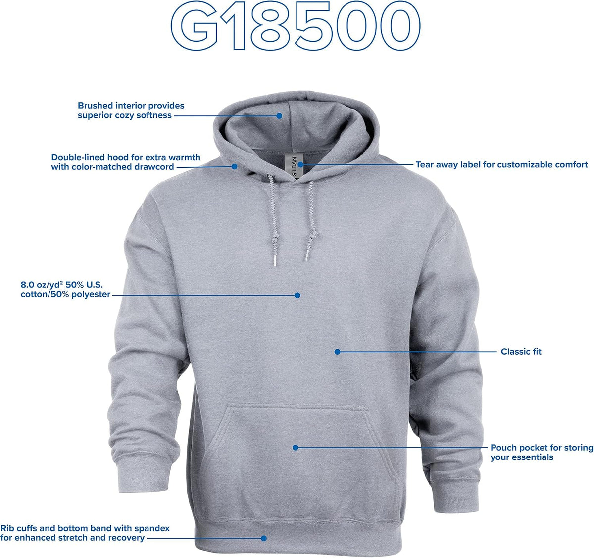 Gildan Adult Fleece Hoodie Sweatshirt, Style G18500, Multipack