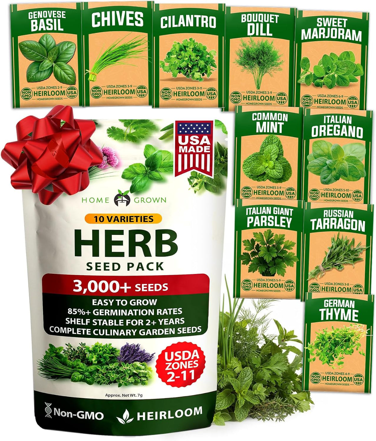 HOME GROWN 15 Herb Seed Variety Kit, 5100+ Seeds, Culinary Herb Kit Father Jim Norris notebooks