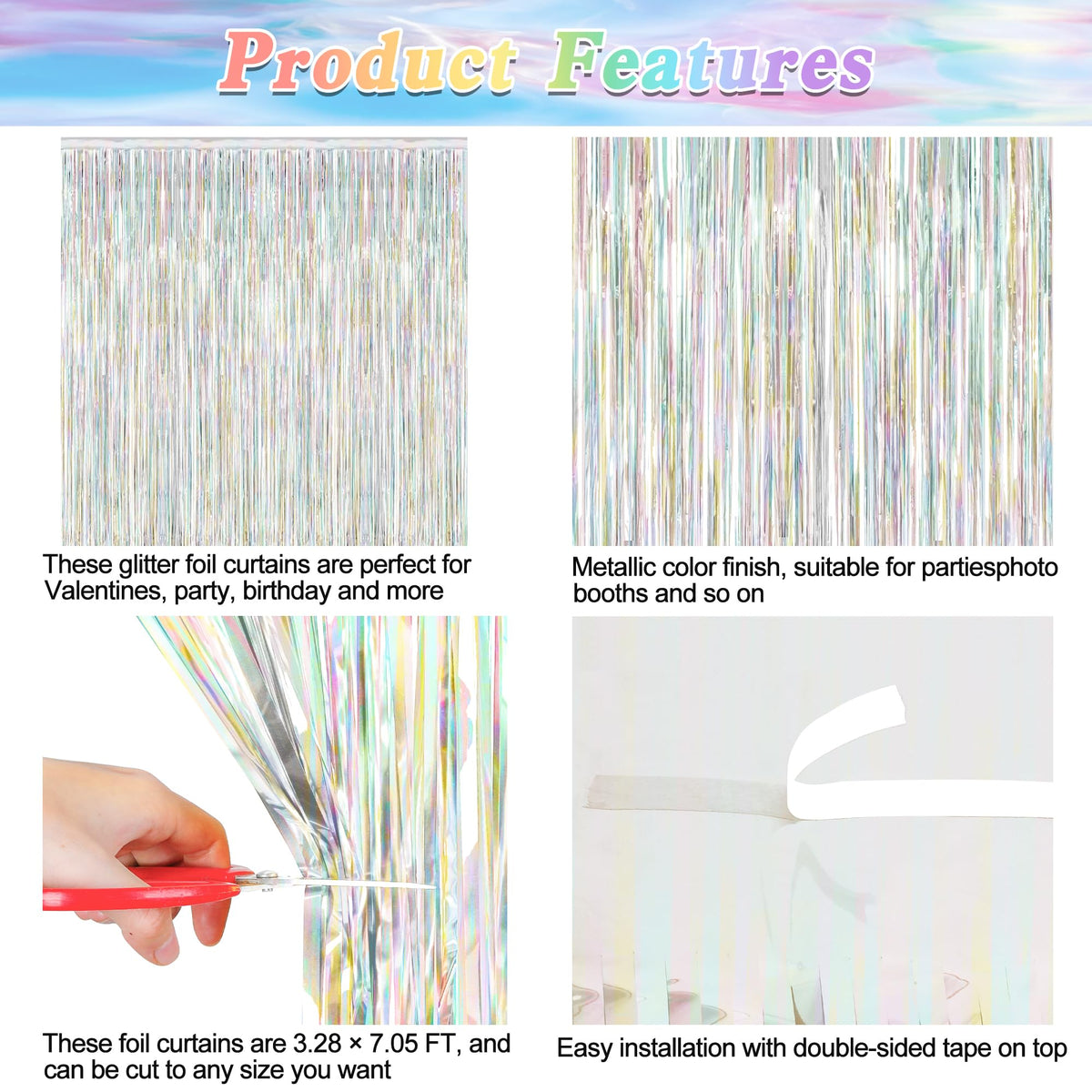 2 Pack Pink Party Decorations, 3.28 FT x 7.05 FT Pink Backdrop, Metallic Tinsel Backdrop Fringe Curtains Backdrop Curtains, Photo Backdrop Party Supplies Birthday Party Decorationsay Party Decorations