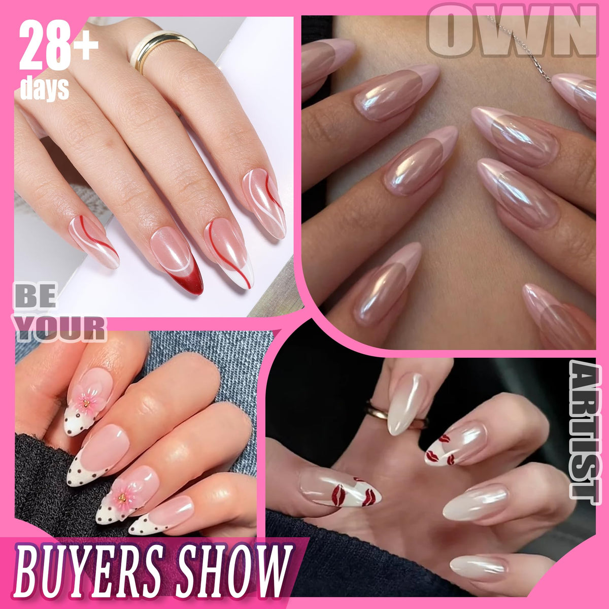 UNA GELLA Short Almond Nail Tips 504PCS Short Fake Nails Soft Press Ons