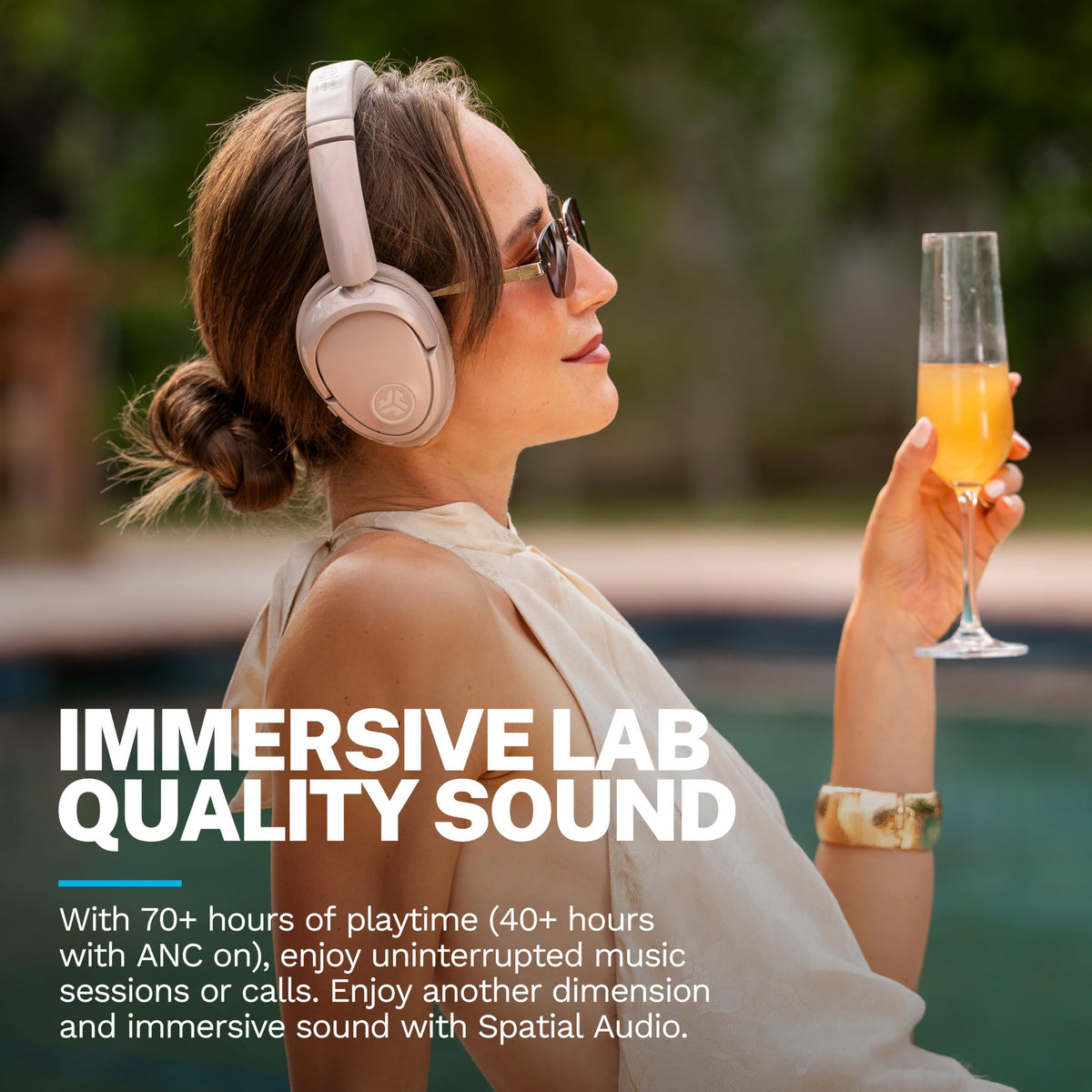 JLab JBuds Lux ANC Wireless Over-Ear Headphones, Limited Edition Navy Father Jim Norris notebooks