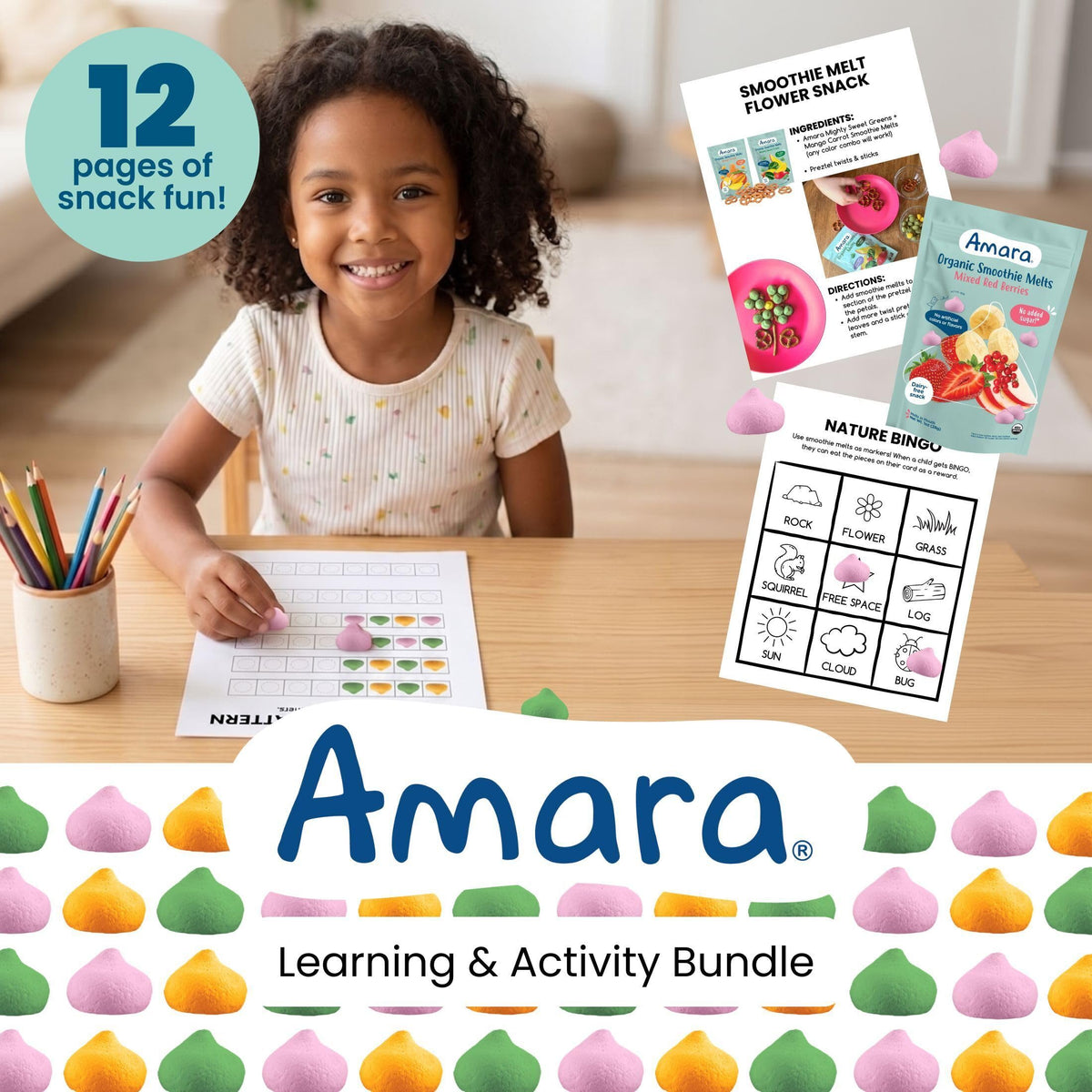 Amara Smoothie Melts - Best Sellers Variety Pack - Baby Snacks Made With Fruits and Vegetables - Healthy Toddler Snacks For Your Kids Lunch Box - Organic Plant Based Yogurt Melts - 6 Packs
