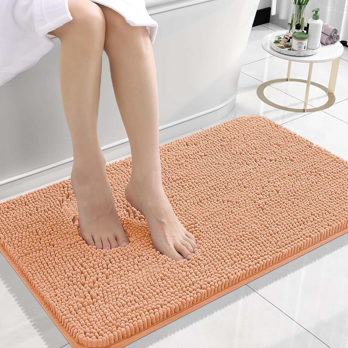 OLANLY Toilet Rugs U-Shaped 20x20,, Soft Absorbent Chenille Contour Rugs