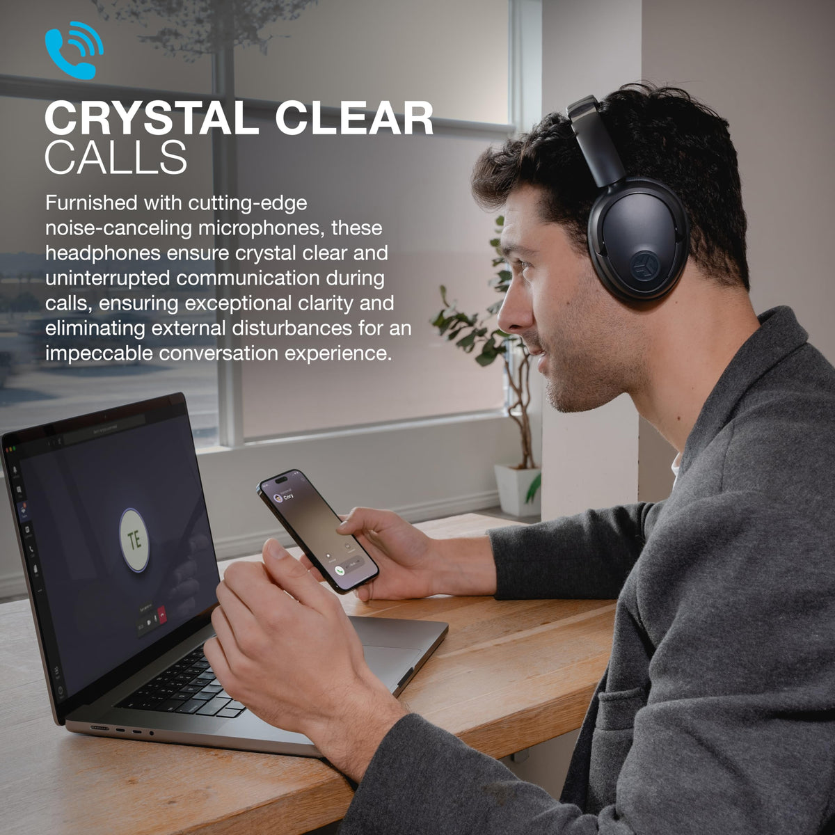 JLab JBuds Lux ANC Wireless Over-Ear Headphones, Limited Edition Navy Father Jim Norris notebooks