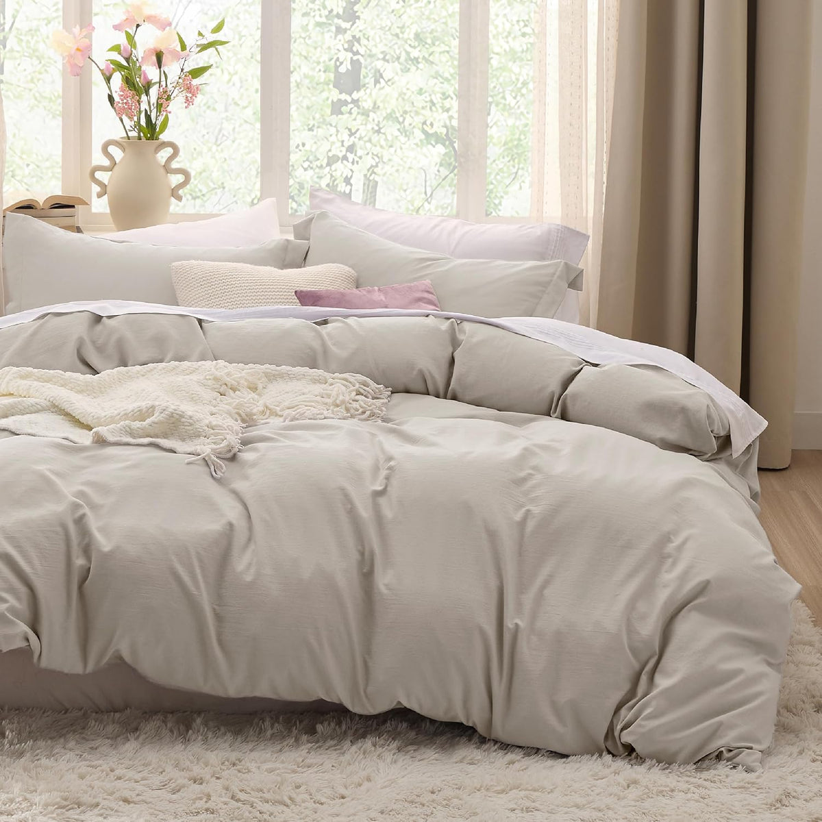 Bedsure Skipper Blue Duvet Cover Queen Size - 3 Pieces Prewashed Cotton-Like Polyester Extra Soft Bedding Set, Includes 1 Duvet Cover 90x90 Inches with Zipper Closure & 2 Pillow Shams, No Comforter