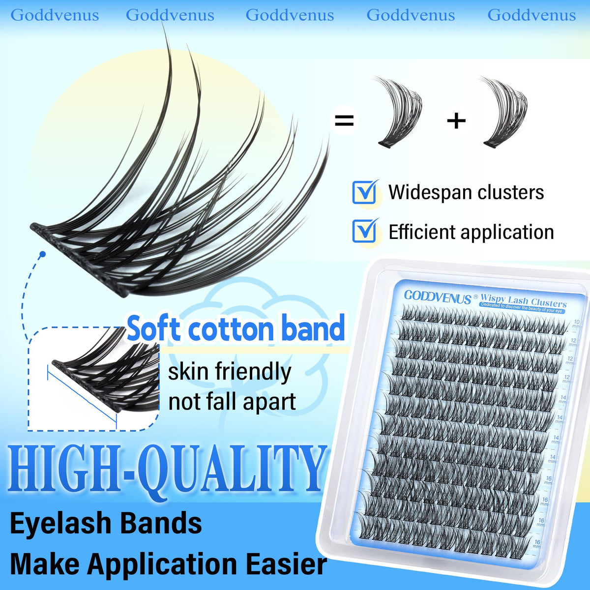 Goddvenus Lash Clusters Kit 9-14mm Wispy Eyelash Clusters Lashes Natural DIY Lash Extension Kit Short Cluster Eyelash Extensions Kit 300pcs C Curl Individual Lashes Cluster Eyelash (With Tweezers)