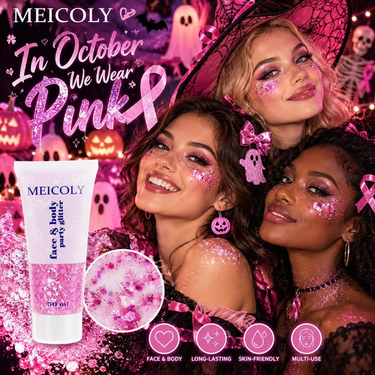 Clear White Face Body Glitter Gel, Halloween Mermaid Fairy Hair Glitter Makeup for Kids