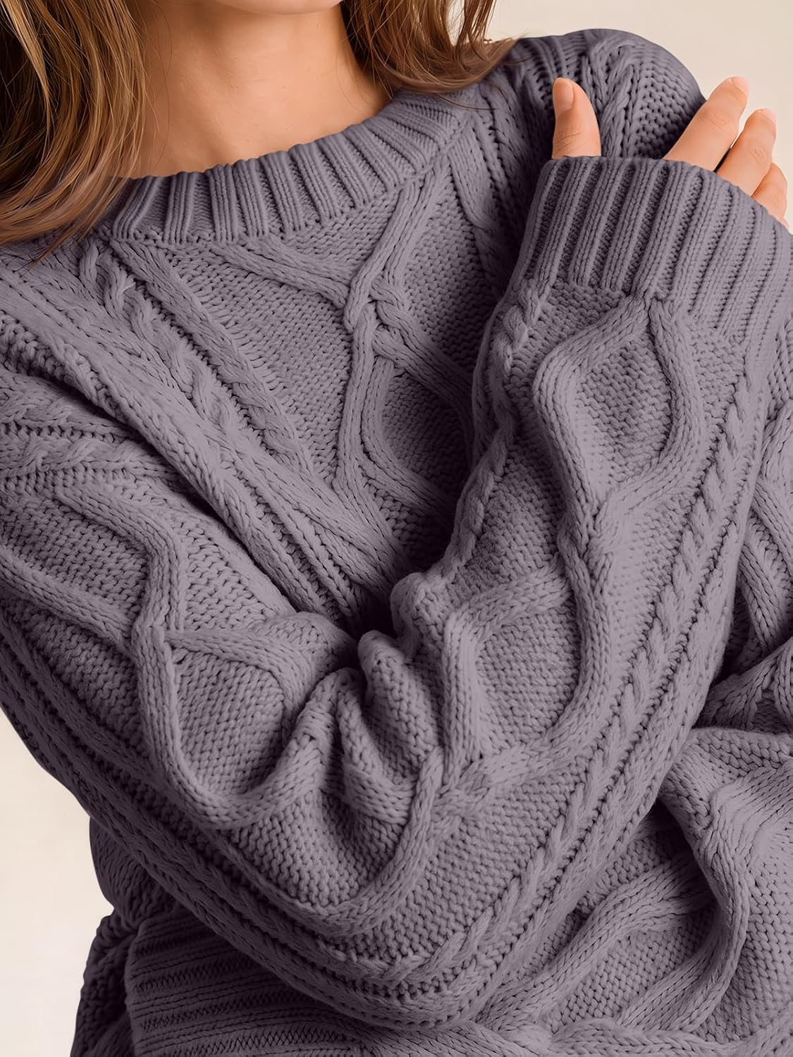 Trendy Queen Women's Oversized Cable Knit Sweaters 2026 Fall Outfits