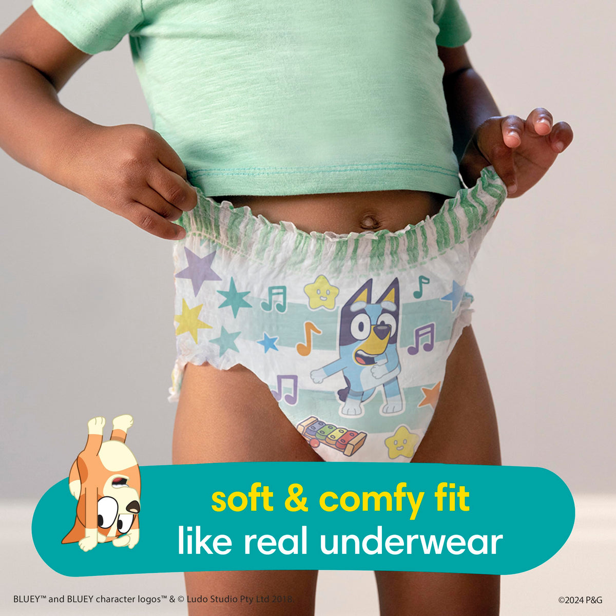 Easy Ups Girls & Boys Potty Training Pants, Size 5 (3T-4T), 124 Count, Bluey Absorbent Pull Up Training Underwear, Up to 100% Leakproof Day and Night, Hypoallergenic