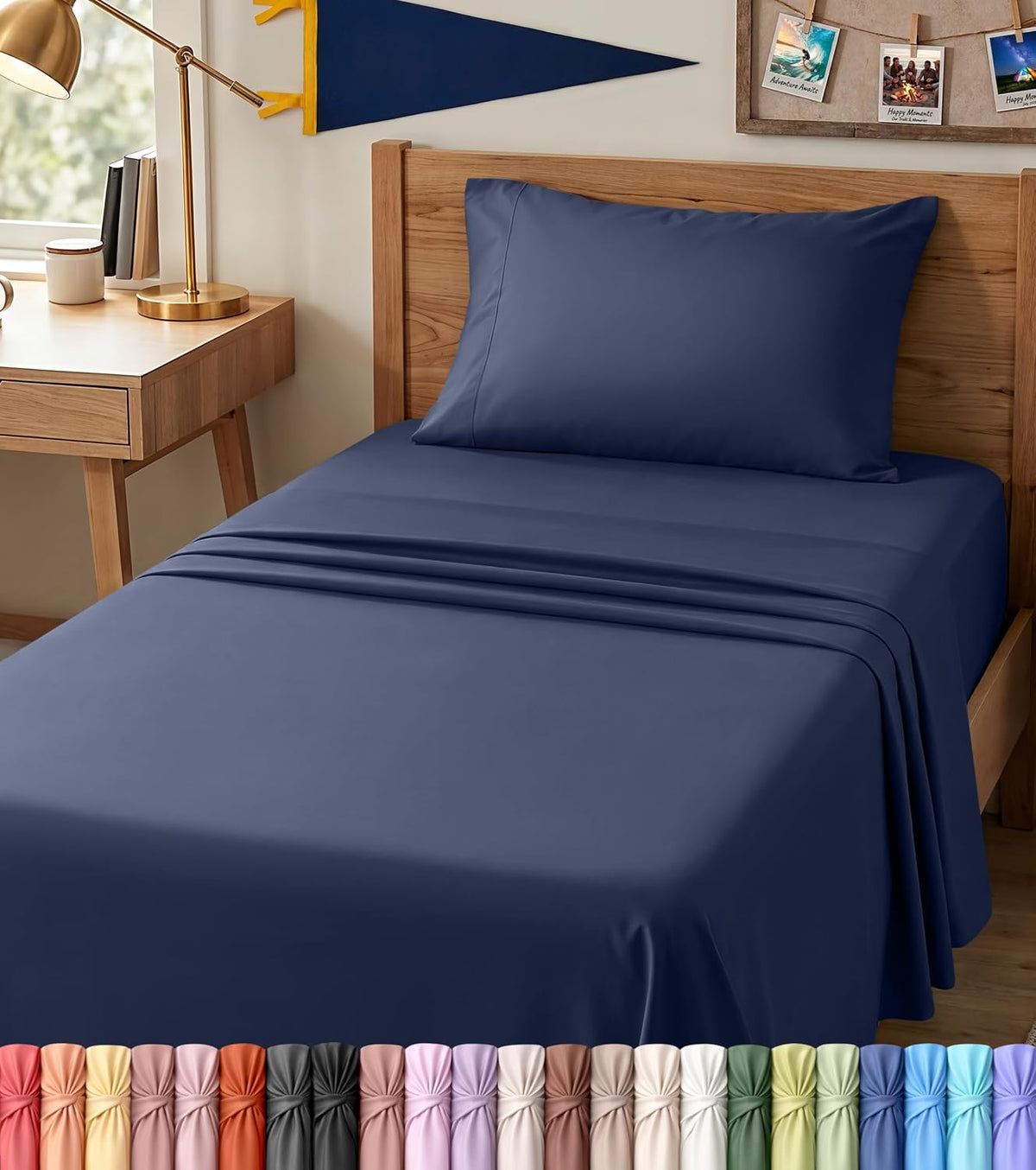 Queen Sheets Set, 4 Pieces 16" Deep Pocket Hotel Luxury Bed Sheets, Grey