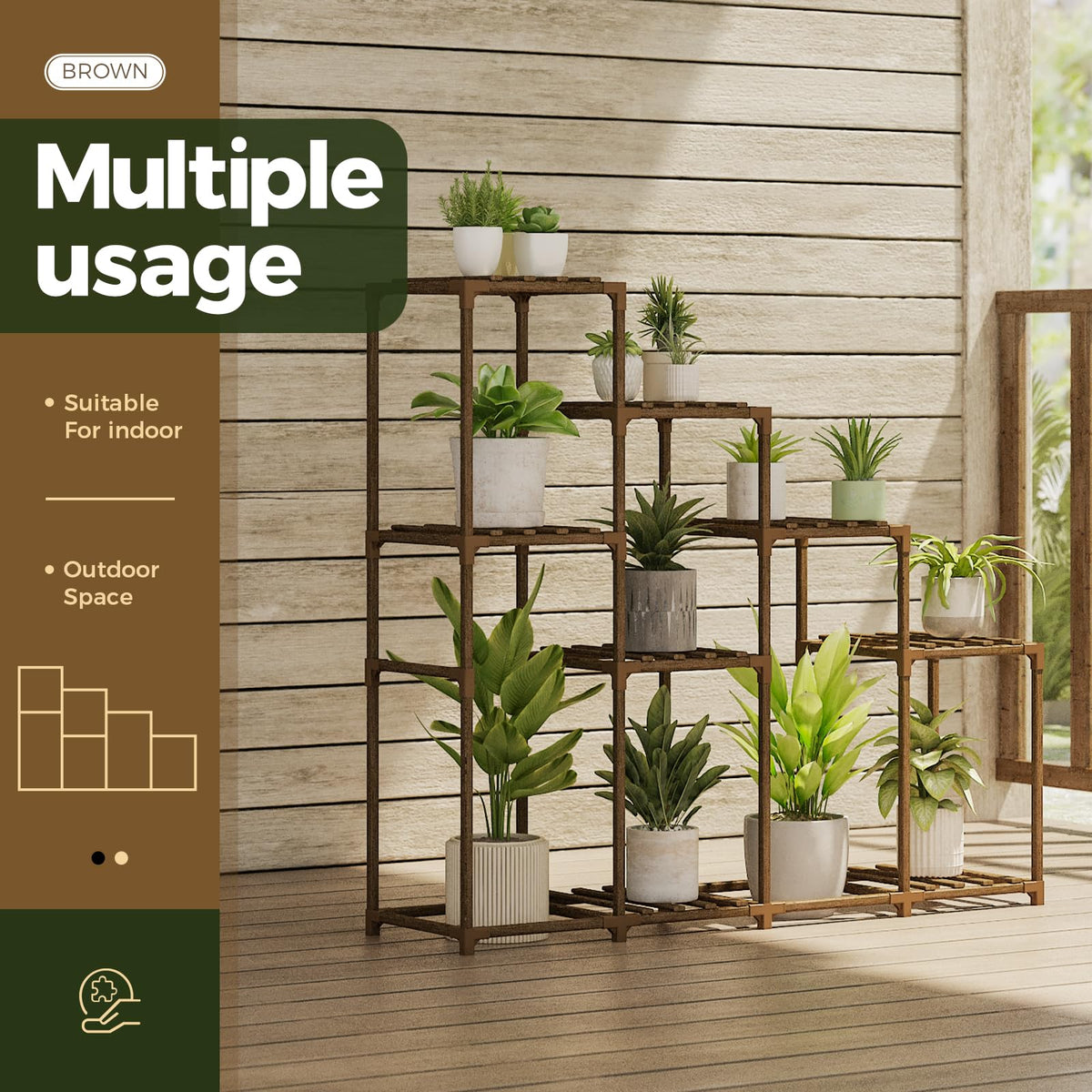 Bamworld Plant Stand Indoor with Flower Fairy Lights Battery Plant Shelf Father Jim Norris notebooks