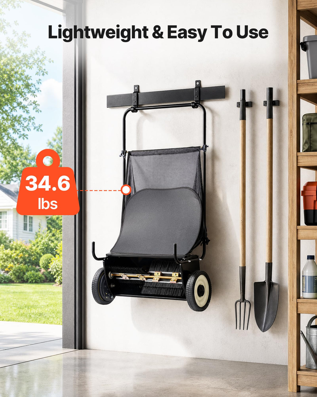 VEVOR Push Lawn Sweeper 26 in Leaf & Grass Collector 7 cu. ft. Hopper Bag Father Jim Norris notebooks