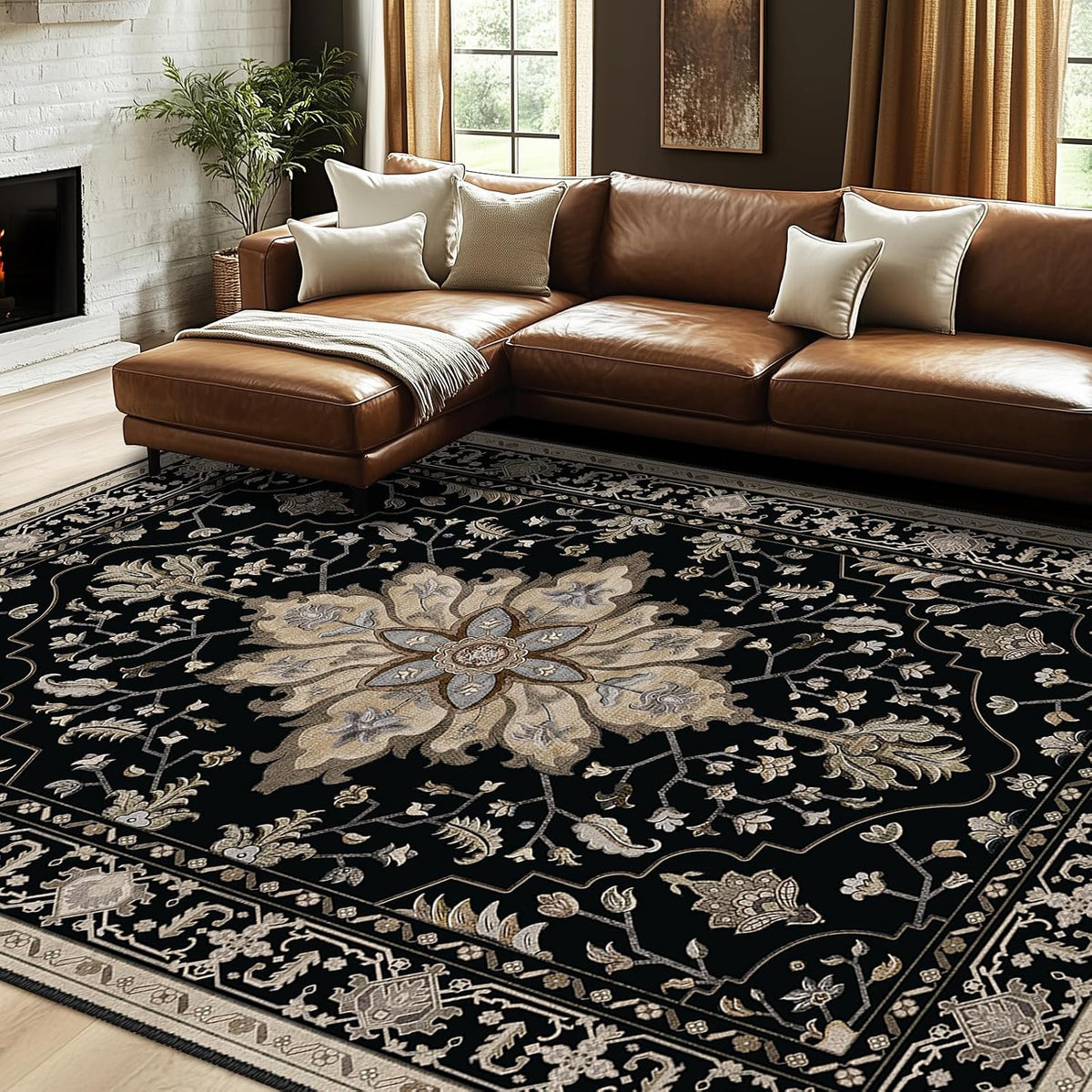 RELEANY Washable Area Rug, Small 2'x3', Teal Green/White/Navy