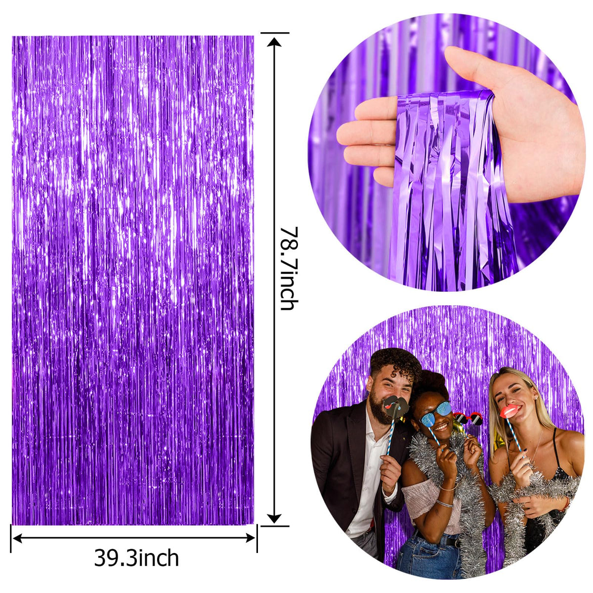 2 Pack Blue Party Decorations Ocean Party Decor Supplies Blue Party Streamers Birthday Decorations Tinsel Foil Fringe Curtains Photo Booth Props Celebration Decorations