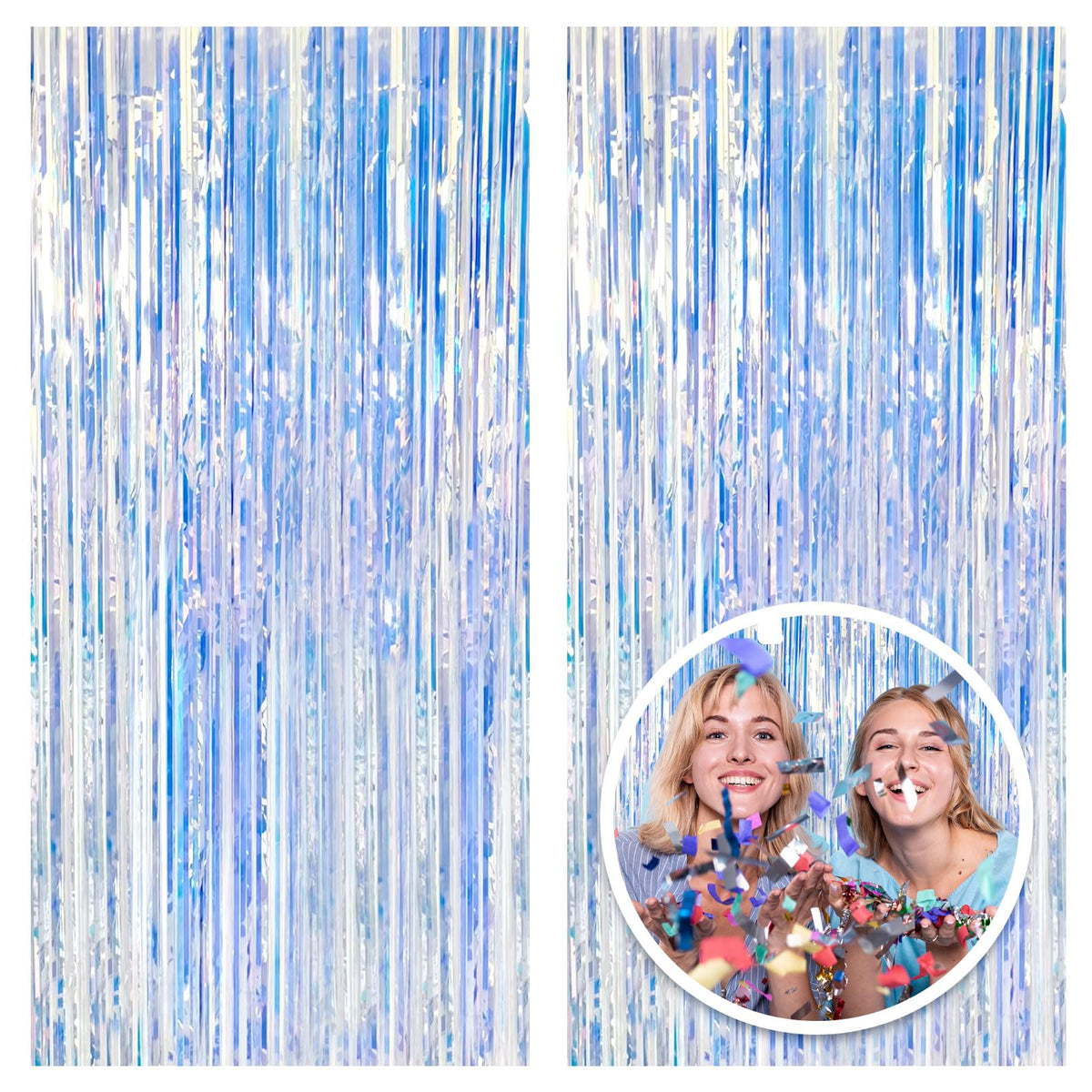 2 Pack Blue Party Decorations Ocean Party Decor Supplies Blue Party Streamers Birthday Decorations Tinsel Foil Fringe Curtains Photo Booth Props Celebration Decorations