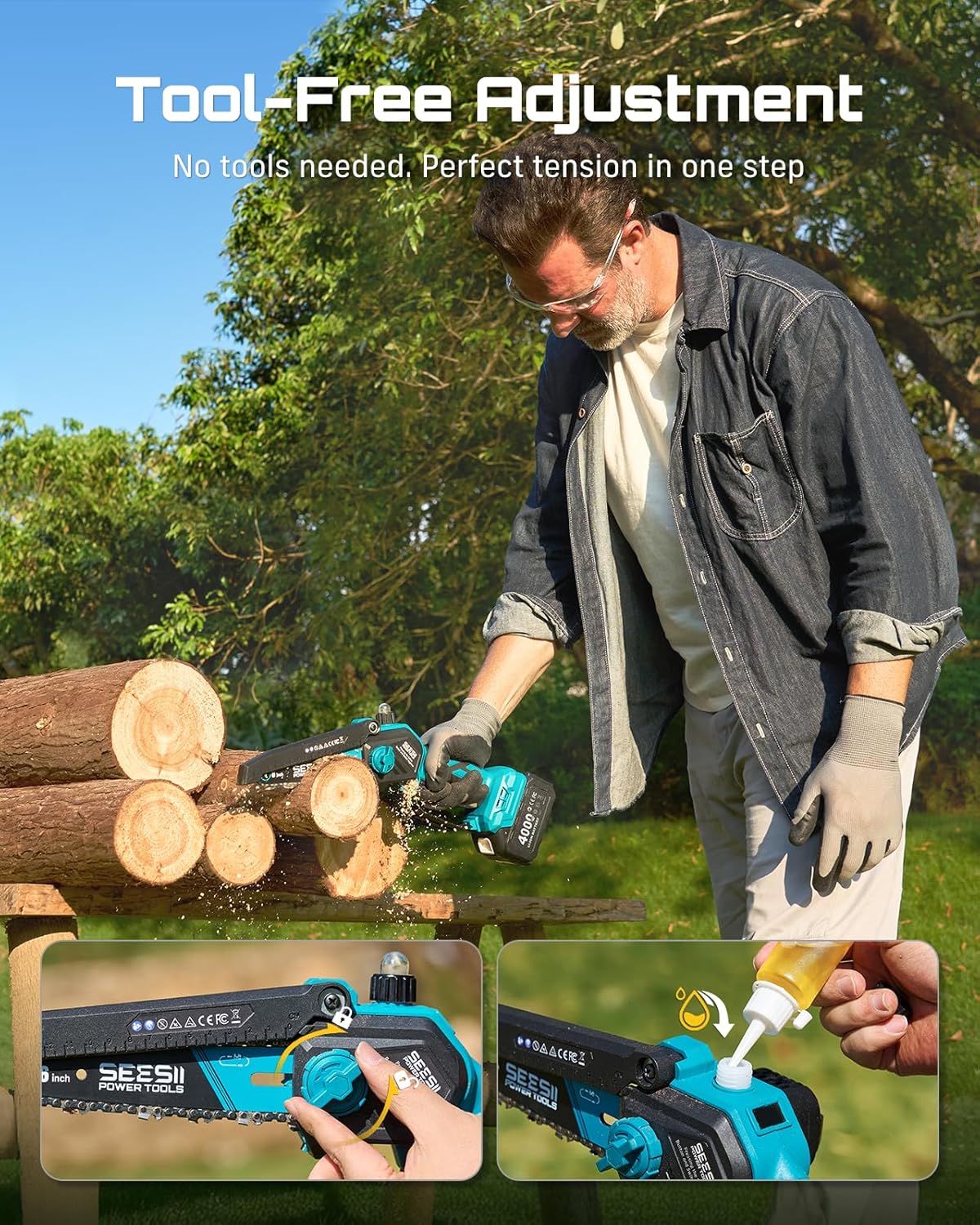 SEESII Flagship 8-Inch Cordless Mini Chainsaw, Upgraded Brushless Motor Father Jim Norris notebooks