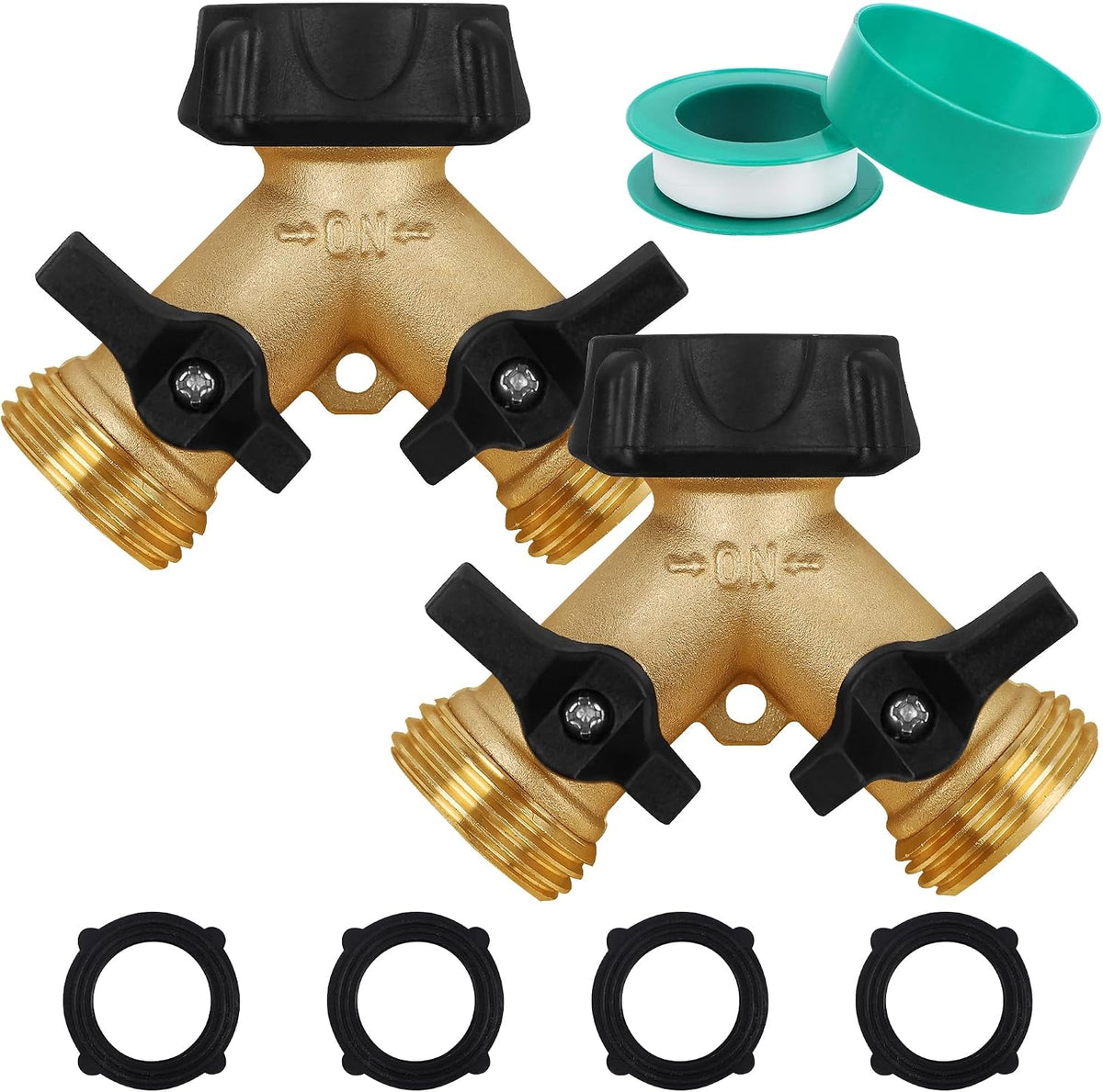 Biswing Garden Hose Splitter 2 Way, Heavy Duty Brass Connector Tap Splitter, Y Splitter 2 Valves with 2 Extra Rubber Washers Father Jim Norris notebooks