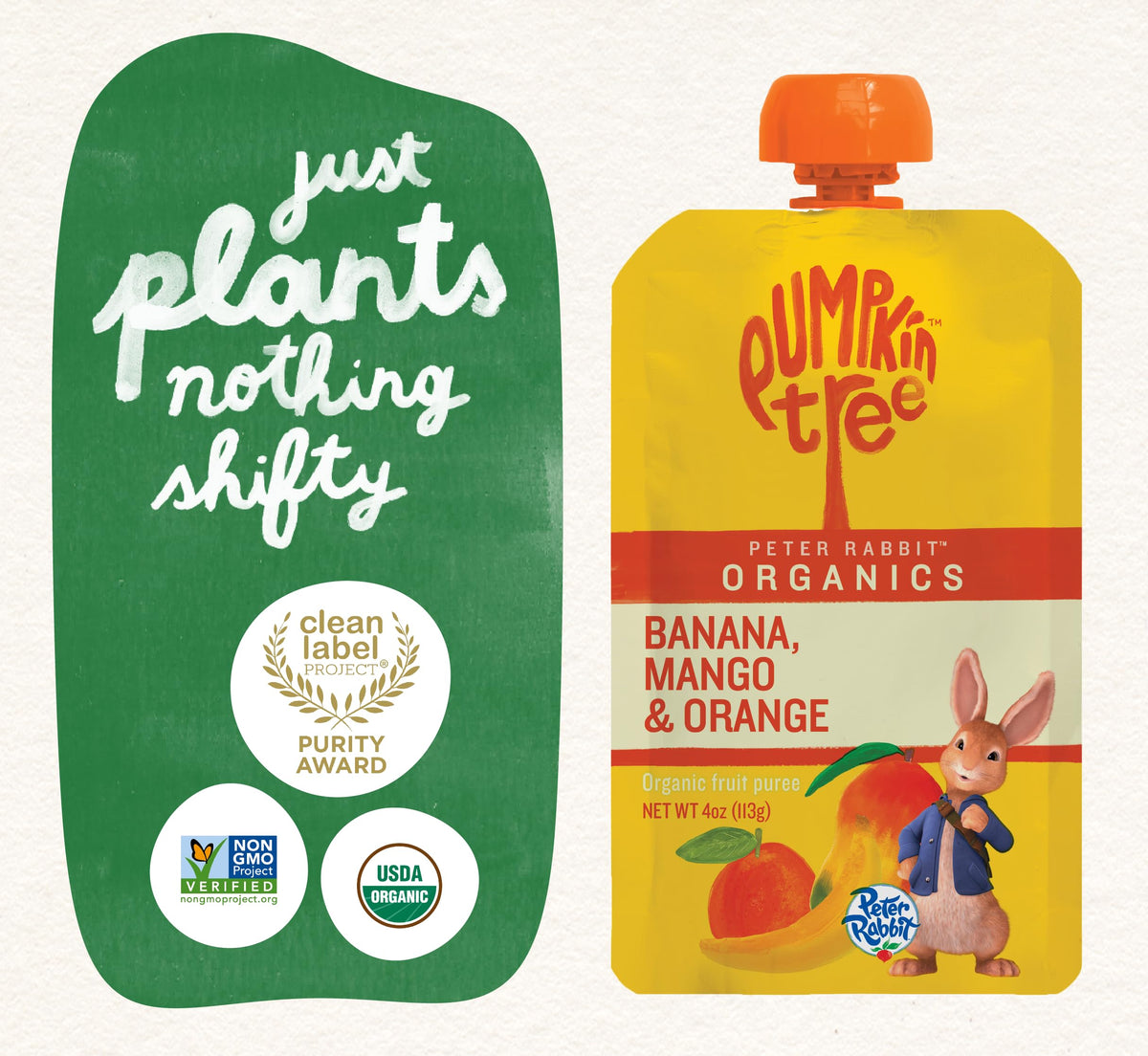 Pumpkin Tree Peter Rabbit Organics Strawberry and Banana Pure Fruit Snack, 4 Ounce (Pack of 10)