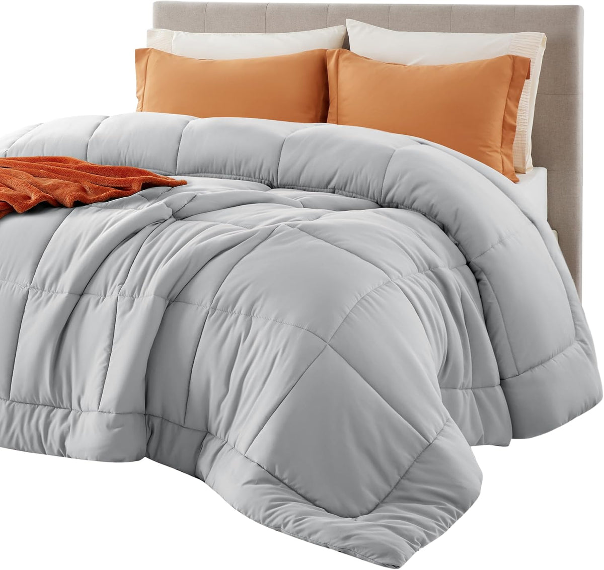 Bedsure Comforter Duvet Insert - Quilted Comforters King Size, All Season Duvet, GentleSoft Down Alternative Bedding, with 8 Tabs, Gifts for Women/Men, Light Spa Blue, King 90 x 102 Inches
