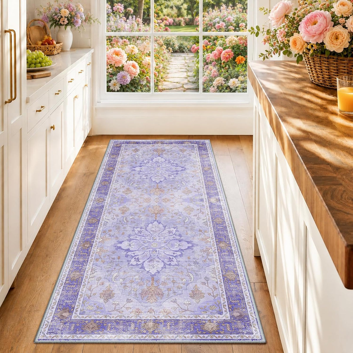 RELEANY Washable Area Rug, Small 2'x3', Teal Green/White/Navy