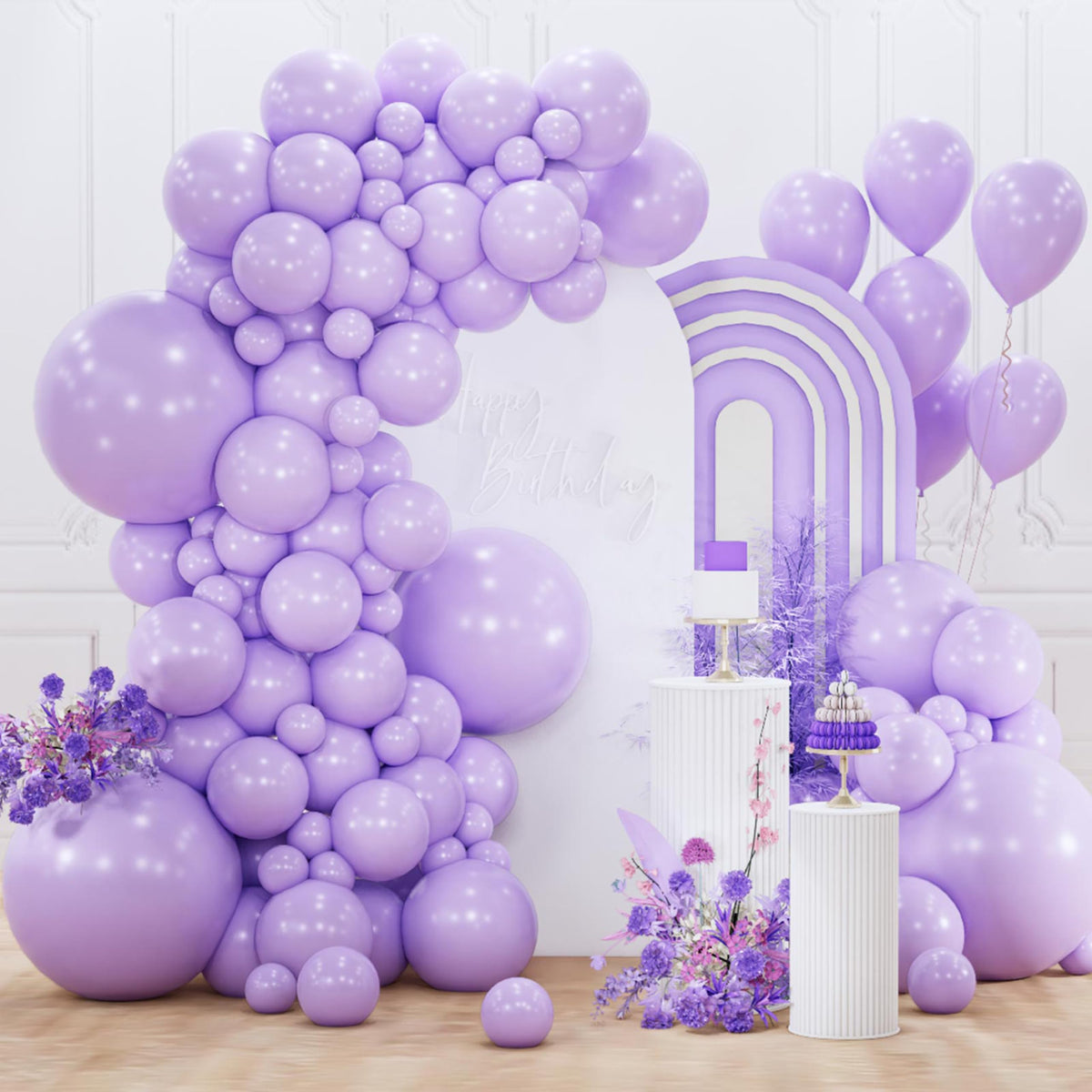 PartyWoo Assorted Colors Rainbow Balloons 50pcs Multicolor Colorful Color