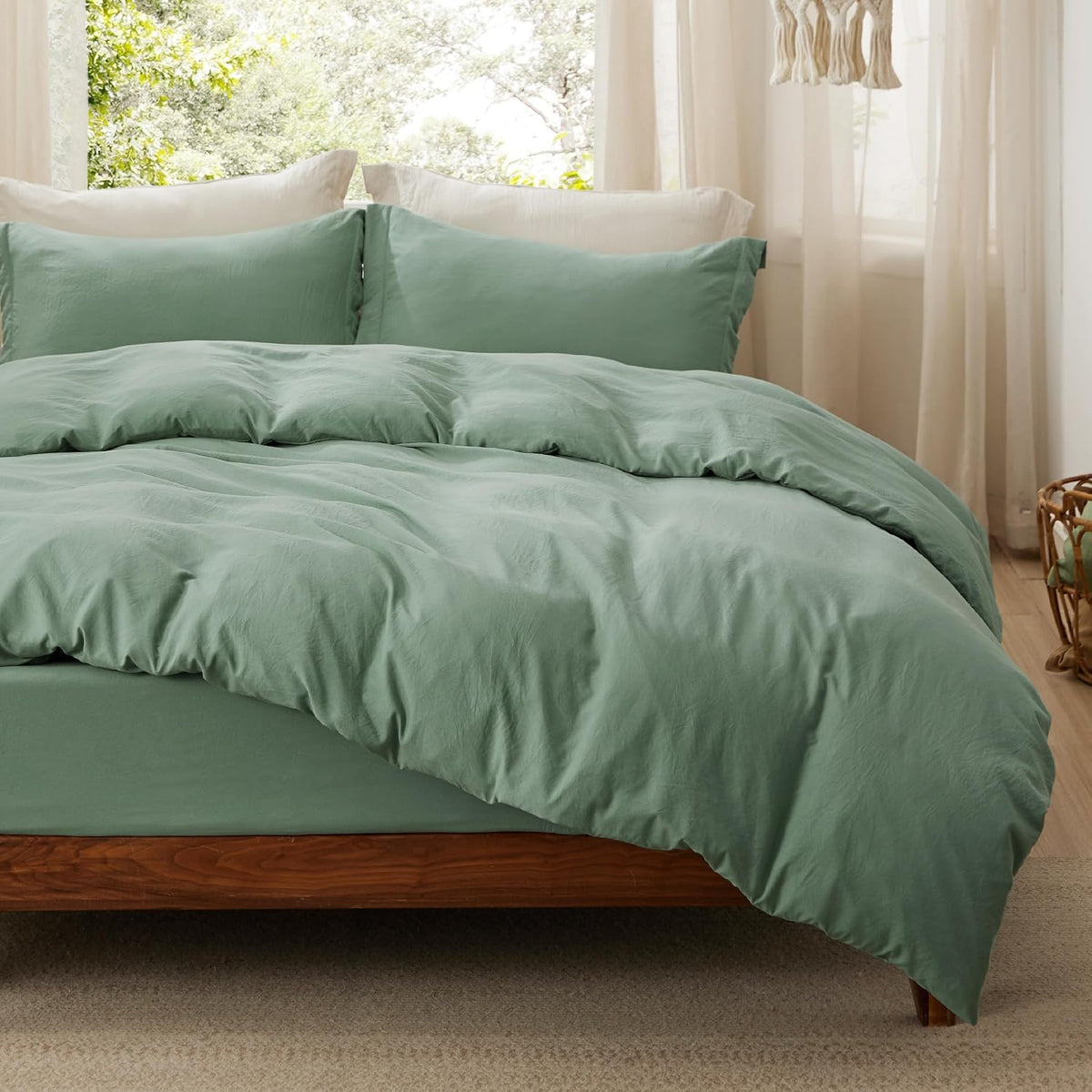 Bedsure Skipper Blue Duvet Cover Queen Size - 3 Pieces Prewashed Cotton-Like Polyester Extra Soft Bedding Set, Includes 1 Duvet Cover 90x90 Inches with Zipper Closure & 2 Pillow Shams, No Comforter