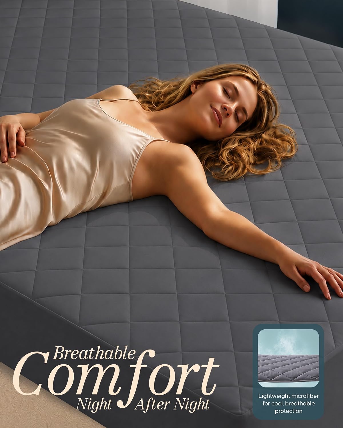 Queen Mattress Pad, Quilted Mattress Protector Topper fits 16" Deep Pocket