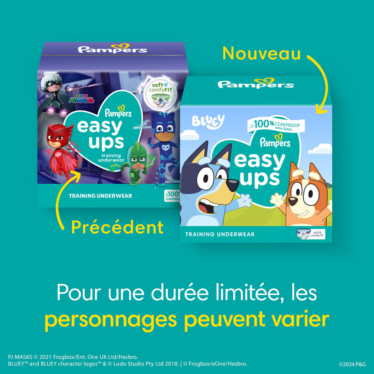 Easy Ups Girls & Boys Potty Training Pants, Size 5 (3T-4T), 124 Count, Bluey Absorbent Pull Up Training Underwear, Up to 100% Leakproof Day and Night, Hypoallergenic