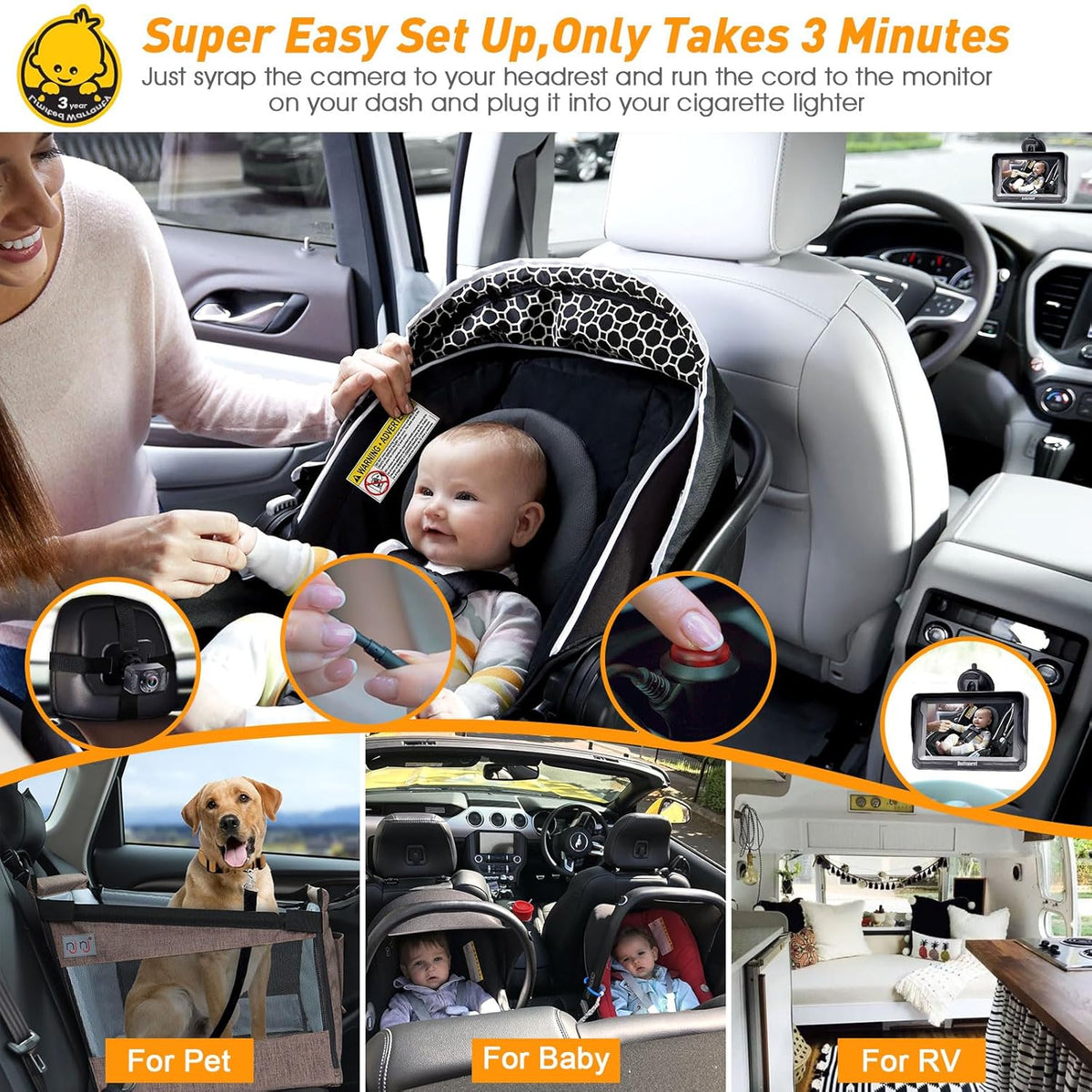 DoHonest Baby Car Camera HD 1080P: Rear Facing Car Baby Monitor Clear Image Father Jim Norris notebooks