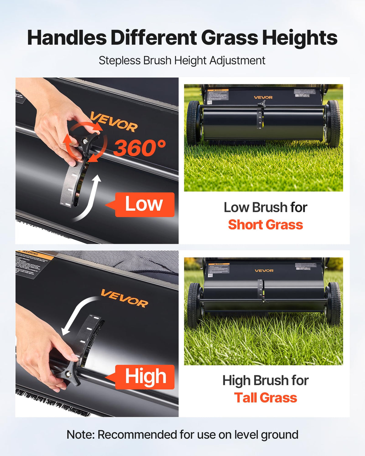 VEVOR Push Lawn Sweeper 26 in Leaf & Grass Collector 7 cu. ft. Hopper Bag Father Jim Norris notebooks