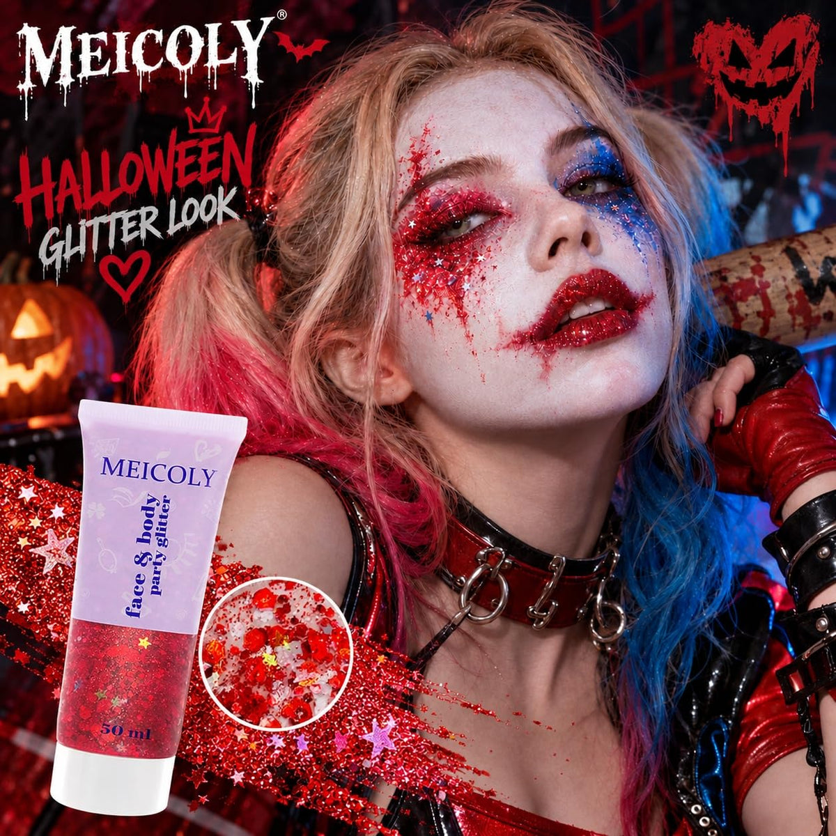 Clear White Face Body Glitter Gel, Halloween Mermaid Fairy Hair Glitter Makeup for Kids