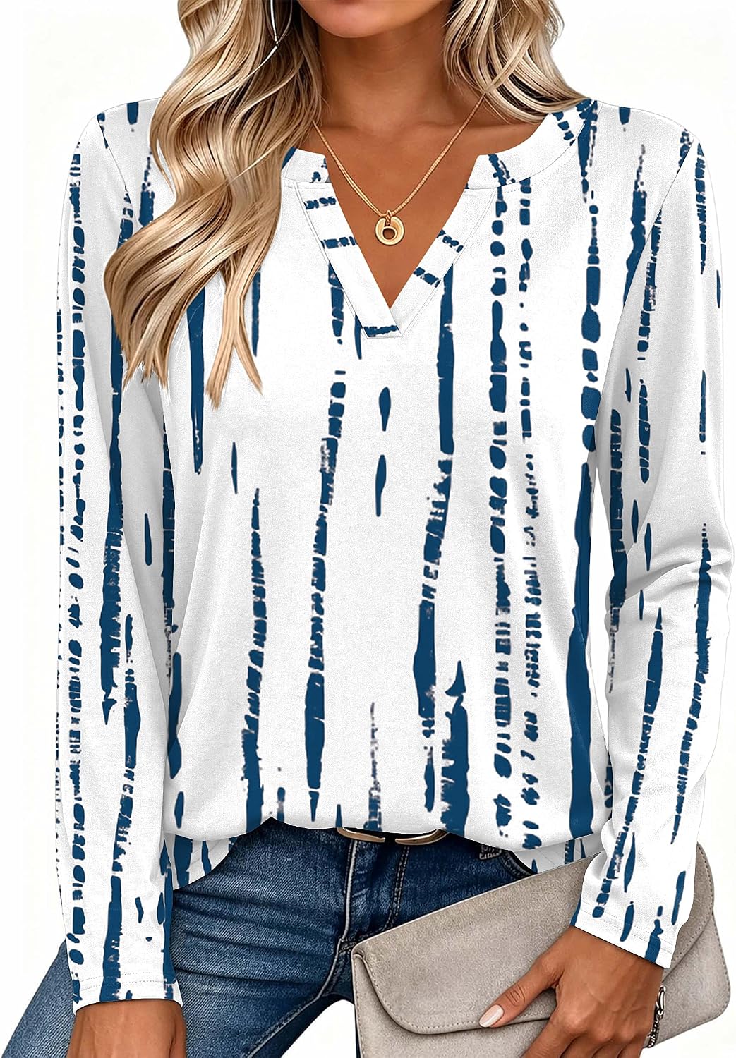 Zeagoo Womens Tops Long Sleeve V Neck Tee Shirts Cute Dressy Casual
