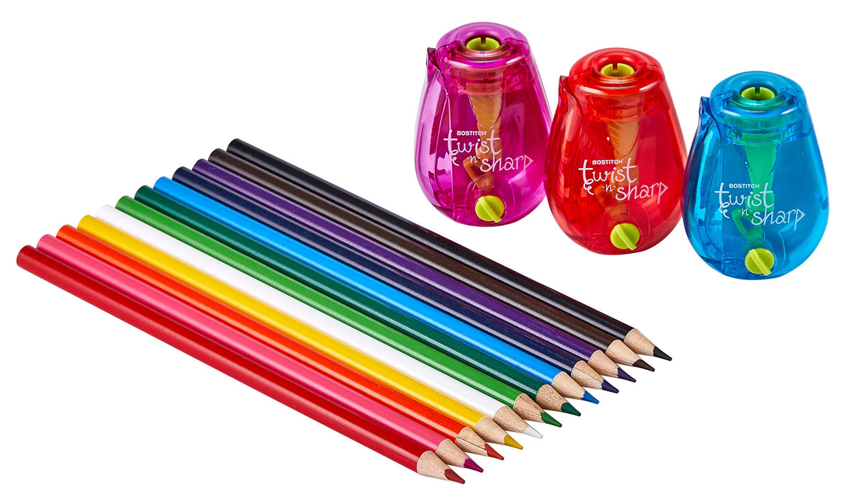 Bostitch Office Pencil Sharpener, Manual, One Assorted Color, Twist-n-Sharp, Kids, Boys, Girls, Colored Pencils, 1 Pack Father Jim Norris notebooks