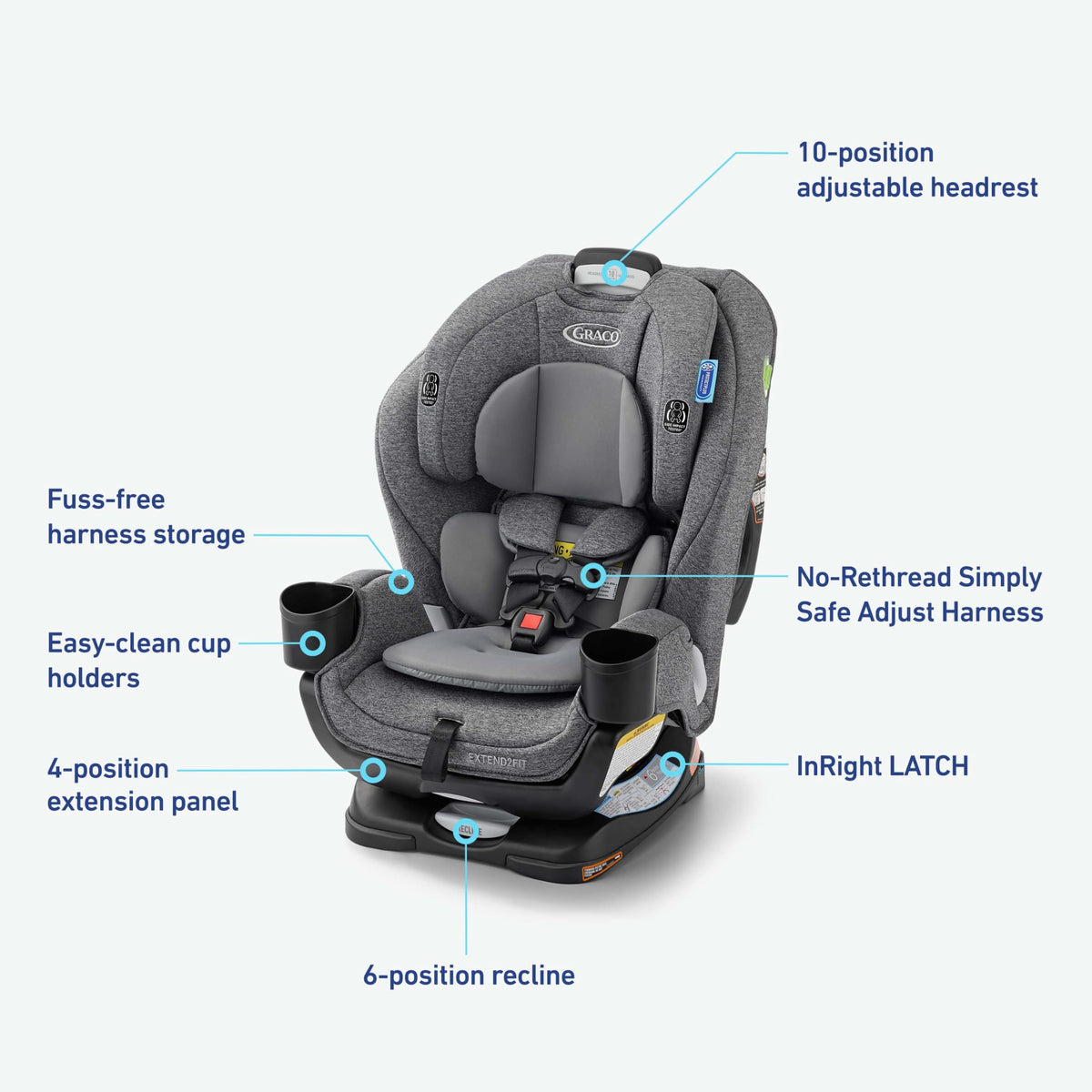 Graco Extend2Fit 2-in-1 Convertible Car Seat, Gotham