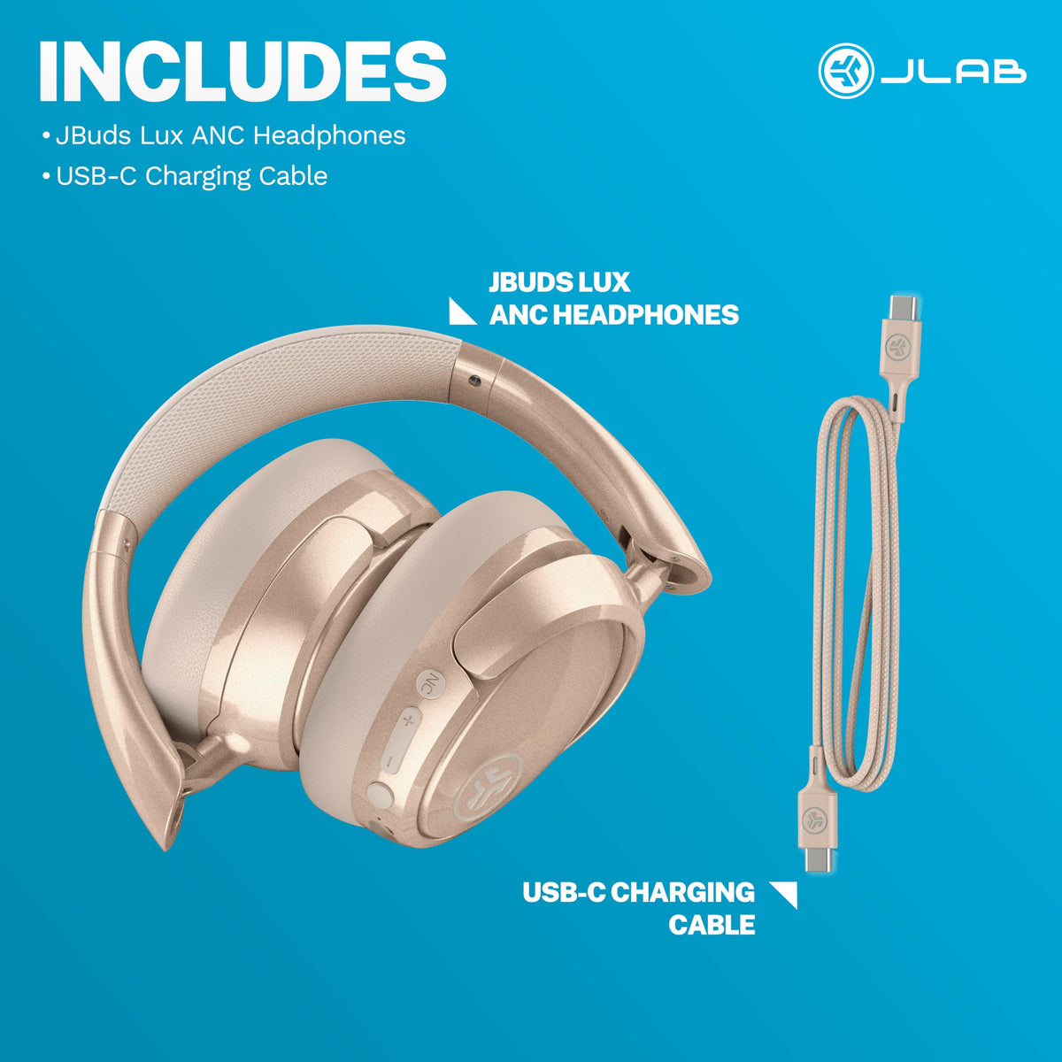 JLab JBuds Lux ANC Wireless Over-Ear Headphones, Limited Edition Navy Father Jim Norris notebooks