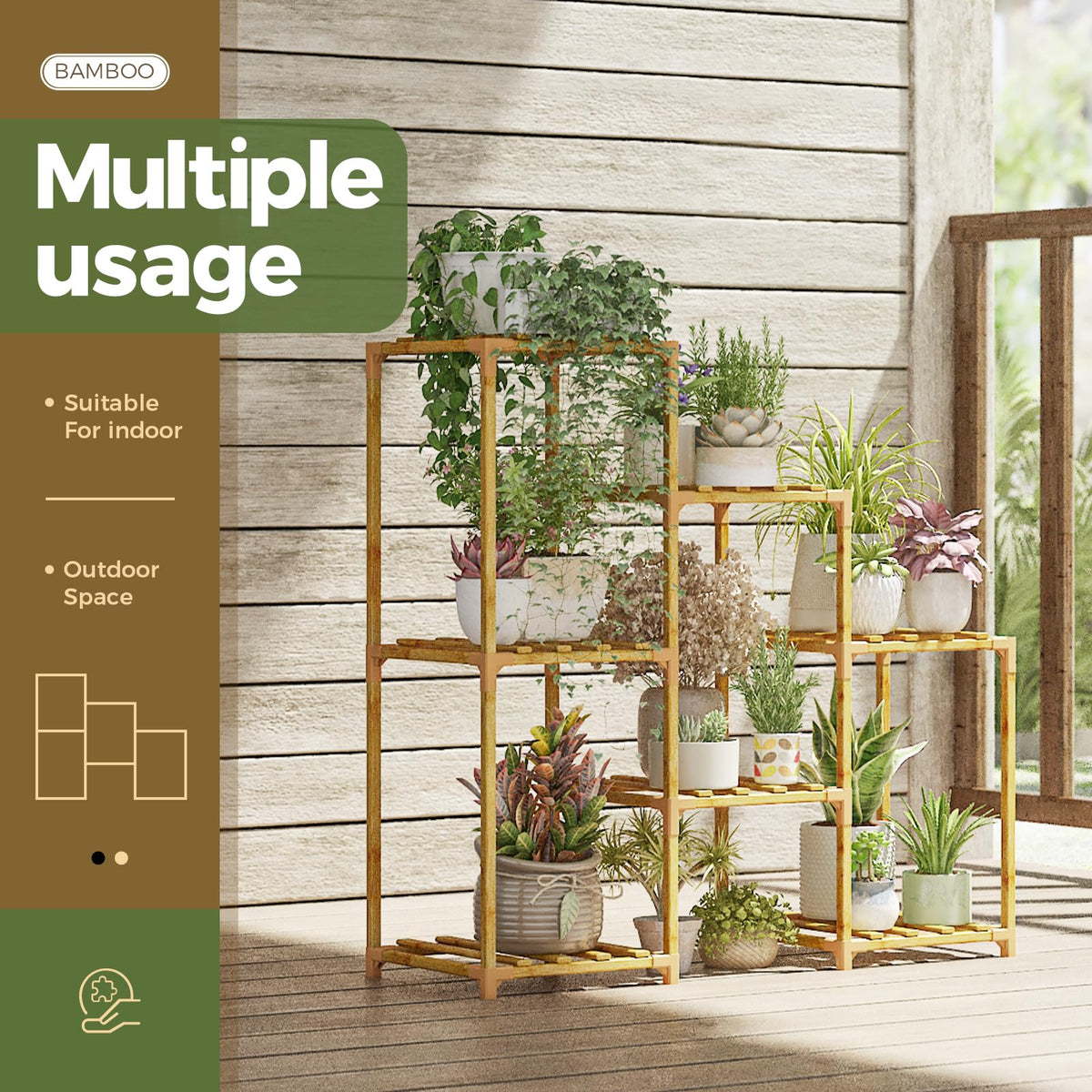 Bamworld Plant Stand Indoor with Flower Fairy Lights Battery Plant Shelf Father Jim Norris notebooks