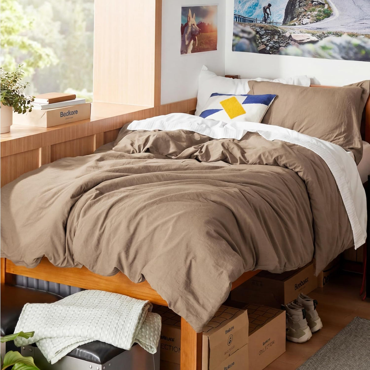 Bedsure Skipper Blue Duvet Cover Queen Size - 3 Pieces Prewashed Cotton-Like Polyester Extra Soft Bedding Set, Includes 1 Duvet Cover 90x90 Inches with Zipper Closure & 2 Pillow Shams, No Comforter