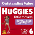 Huggies Little Movers Diapers Size 6, 108 Count (2 Packs of 54)