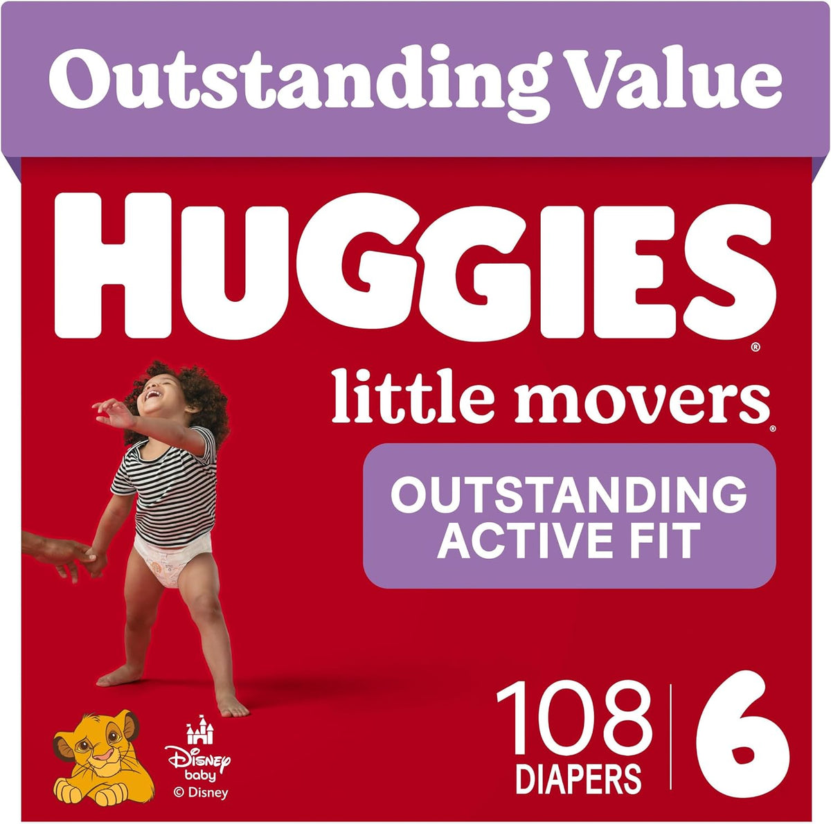 Huggies Little Movers Diapers Size 6, 108 Count (2 Packs of 54)