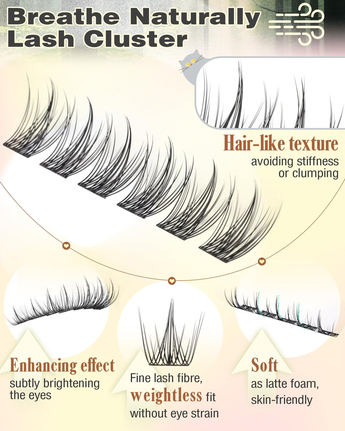 Goddvenus Lash Clusters Kit 9-14mm Wispy Eyelash Clusters Lashes Natural DIY Lash Extension Kit Short Cluster Eyelash Extensions Kit 300pcs C Curl Individual Lashes Cluster Eyelash (With Tweezers)