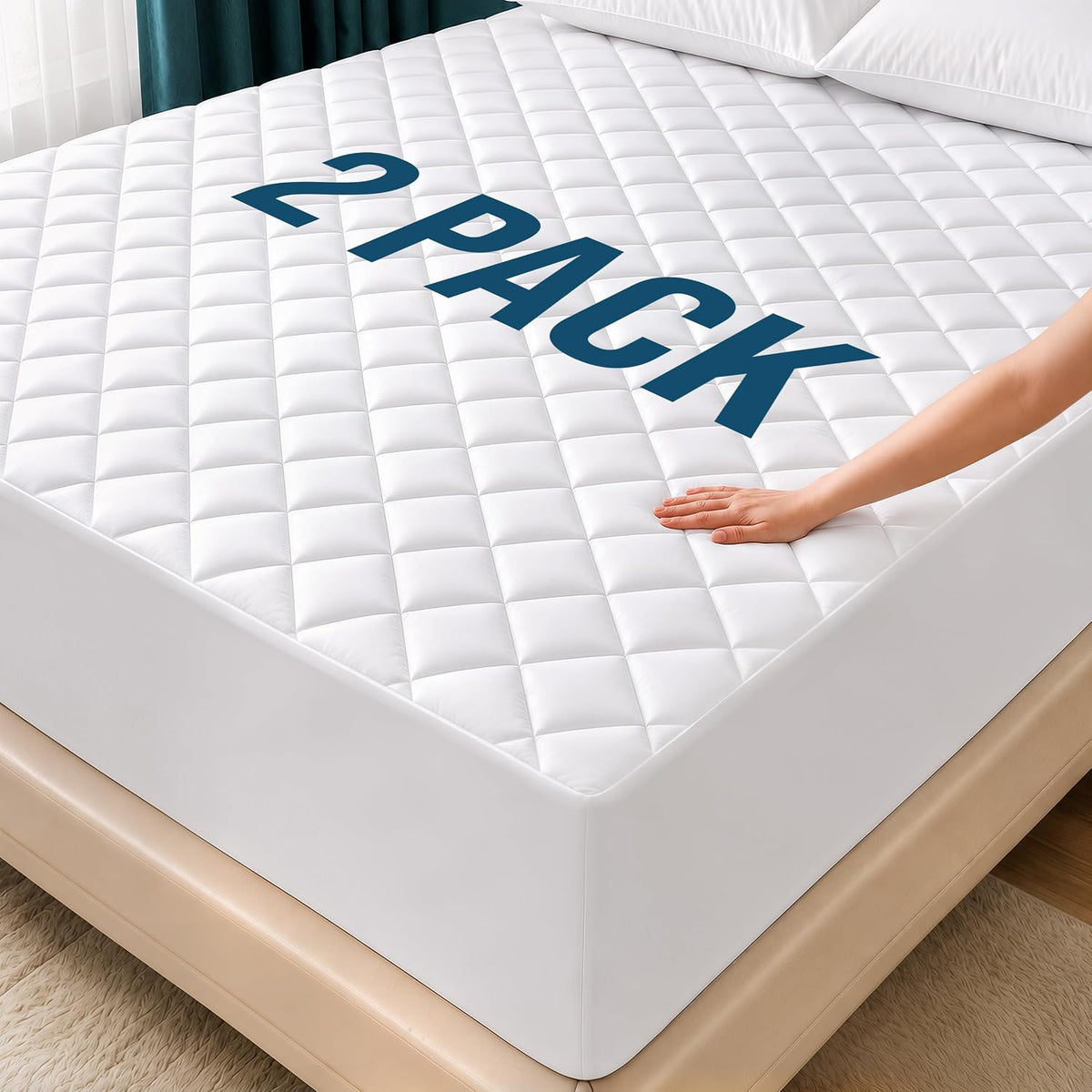 Queen Mattress Pad, Quilted Mattress Protector Topper fits 16" Deep Pocket