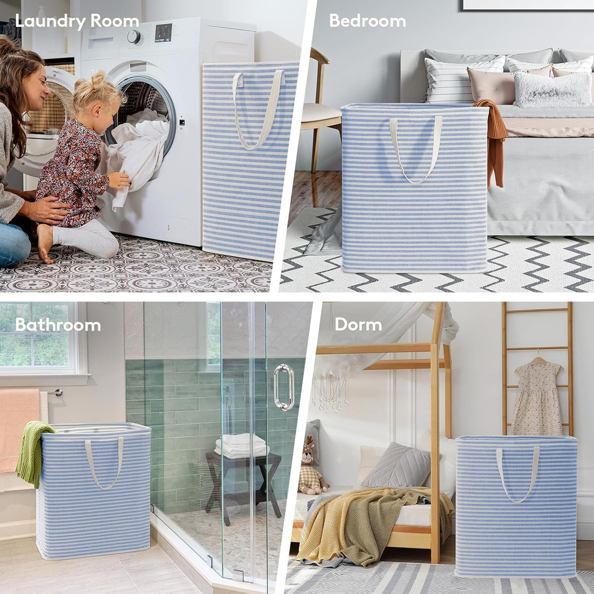 Lifewit 80L Large Laundry Baskets, Laundry Hampers Bags, 2 Pack, Grey