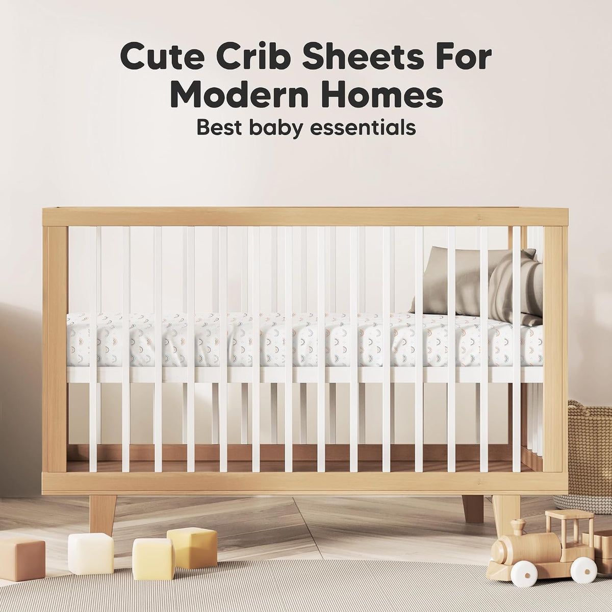KeaBabies 2pk Organic Cotton Crib Sheets for Boys Girls 52x28, ABC Land Sky
