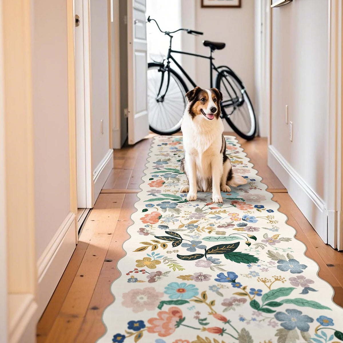 Hallway Washable Runner Rug - 3x10 Kitchen Rugs Entryway Rug Runner Vintage Soft Floor Mat Non Slip Indoor Farmhouse Carpet for Bathroom Living Room Bedroom (3 X 10, Beige)