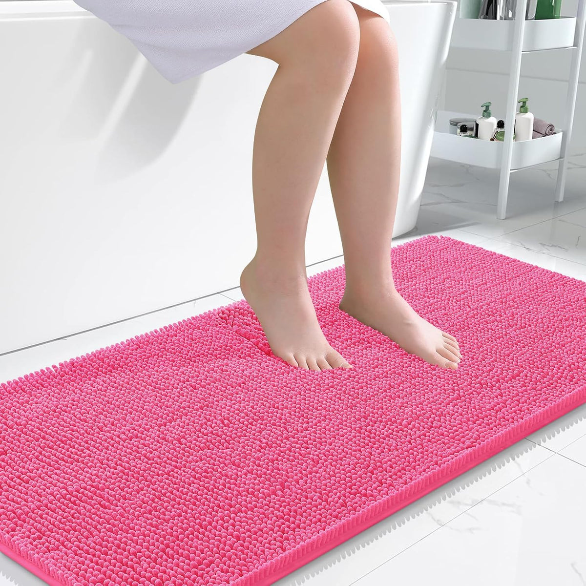 OLANLY Toilet Rugs U-Shaped 20x20,, Soft Absorbent Chenille Contour Rugs