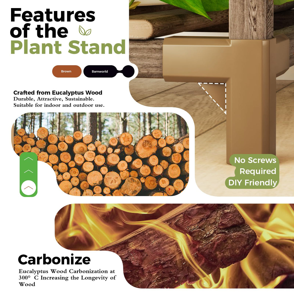 Bamworld Plant Stand Indoor with Flower Fairy Lights Battery Plant Shelf Father Jim Norris notebooks