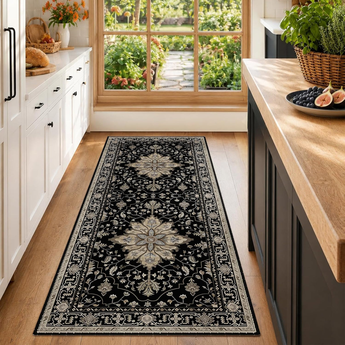 RELEANY Washable Area Rug, Small 2'x3', Teal Green/White/Navy
